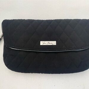 Vera Bradley Black Quilted Cosmetic Case with Silver Logo